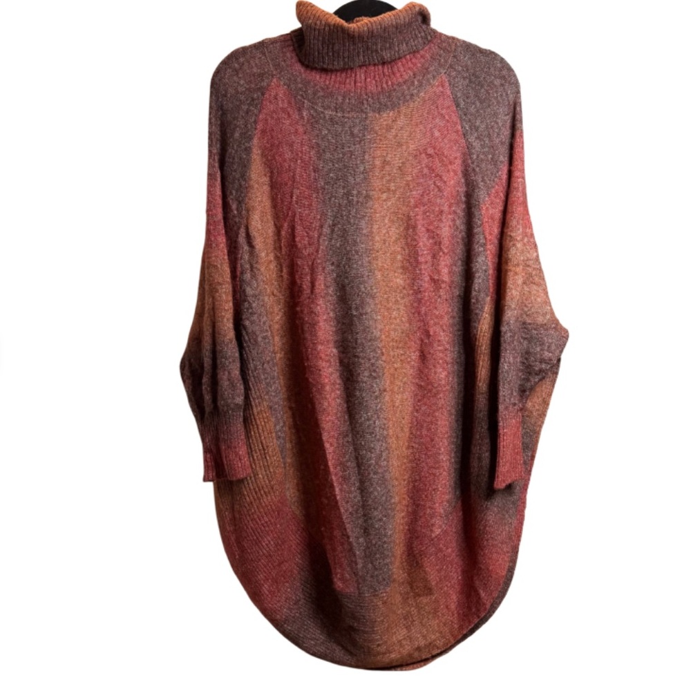 M Made in Italy Poncho Rust Combo Terracotta Orange Size S – Oversized